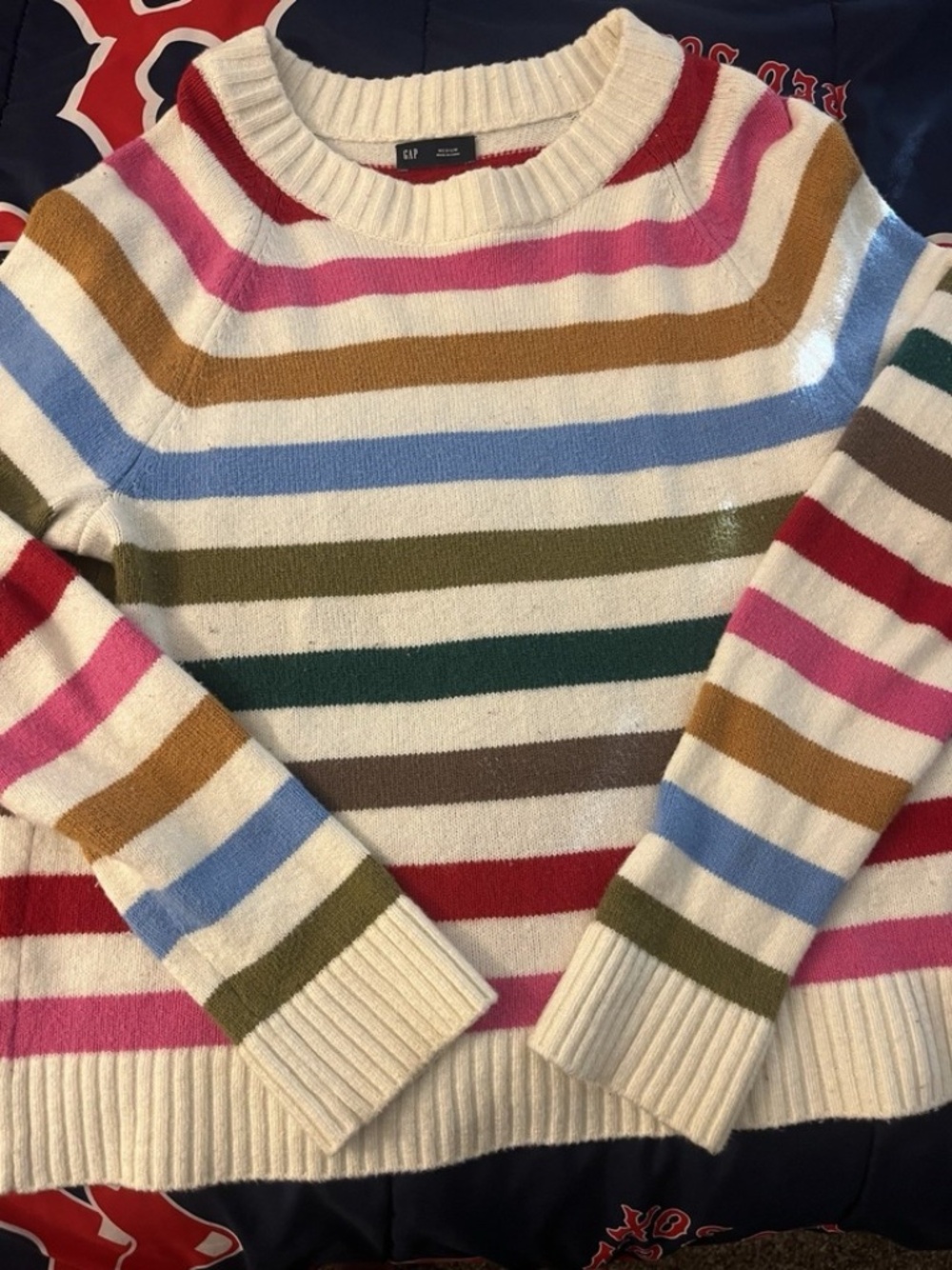 GAP Rainbow Stripe Sweater Womens M NWT Colorful Dopamine Retro Preppy Knit